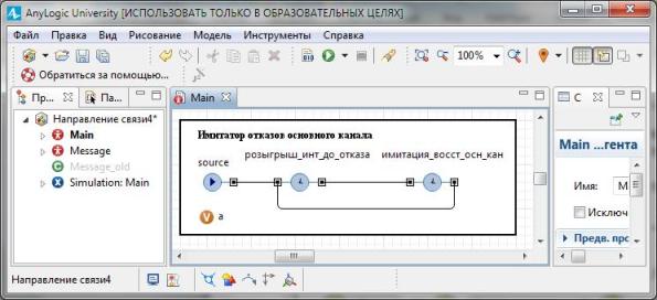 Сегмент имитации отказов основного канала связи