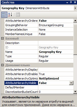  Свойства атрибута "Geography Key"