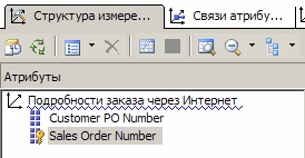  Область "Атрибуты" конструктора измерений для измерения "Подробности заказа через Интернет"