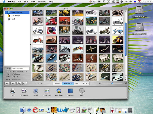 Программа просмотра изображений iPhoto для компьютера Макинтош