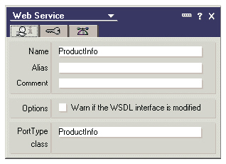Окно свойств Web Service: поле PortType class