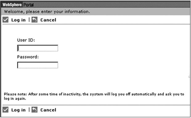 Запрос входа в WebSphere Portal