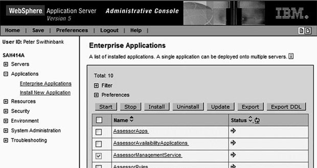 Административная консоль WebSphere Application Server