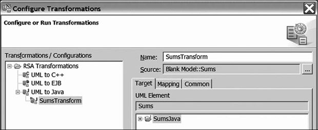 Конфигурация трансформации UML в EJB