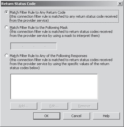  Диалоговое окно Return Status Code 