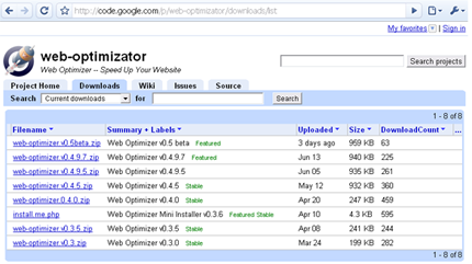 Загружаем Web Optimizer