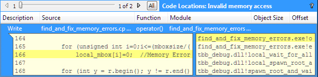 Динамический анализ Intel Inspector XE выявляет местонахождение ошибок потоков и работы с памятью в исходном коде и отображает стек вызовов для удобства навигации