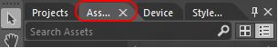 Панель "Активы" в Blend доступна в этой вкладке