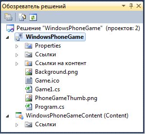 Решение игры XNA для Windows Phone