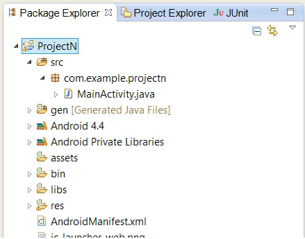 Файл MainActivity.java в Package Explorer