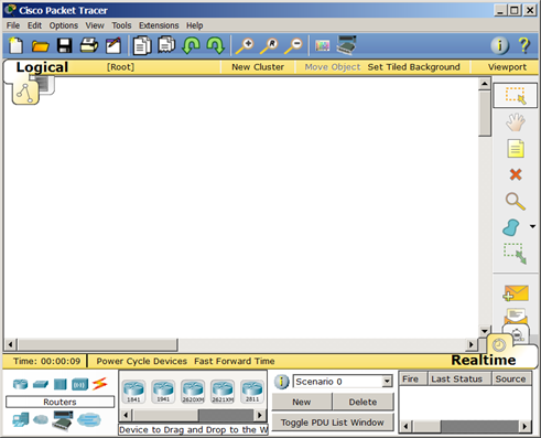 Интерфейс программы Cisco Packet Tracer (CPT)