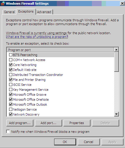 Добавление нового исключения Windows Firewall