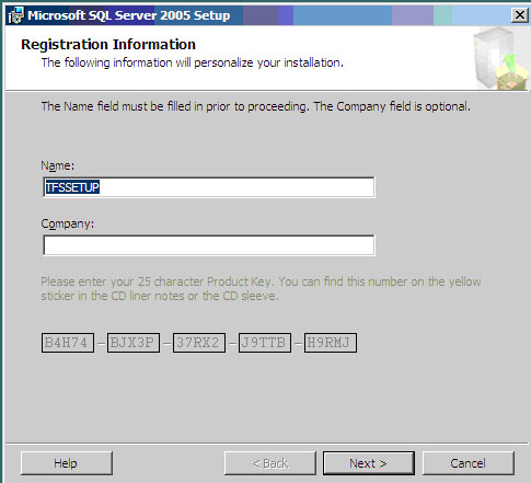 SQL Server Registration Information