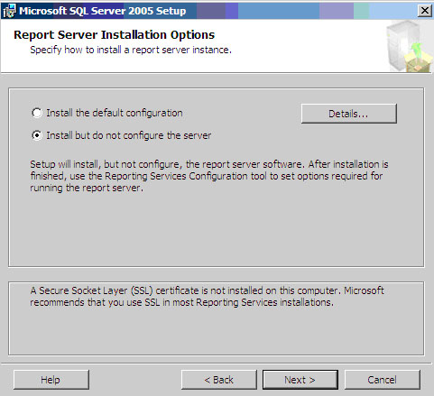 Report Server Installation Options