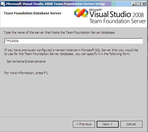 Team foundation database server