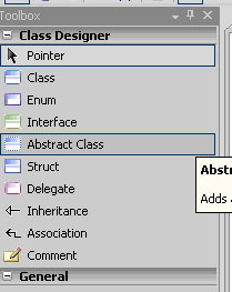 Панель инструментов дизайнера классов