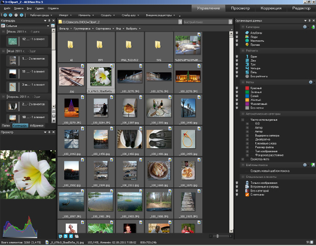 Интерфейс программы ACDSee Pro Photo Manager 5.0