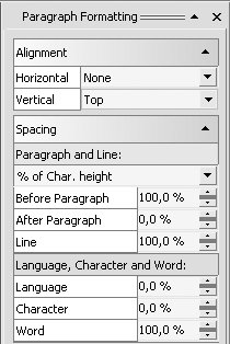 Поле Character (Символ) в свитке Spacing (Интервал)