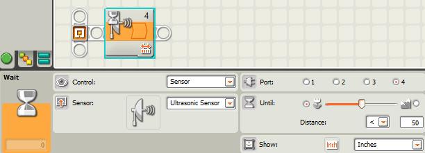 Настройки блока Wait Ultrasonic Sensor