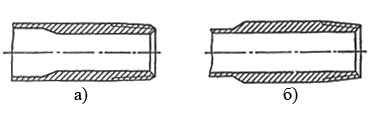 Бурильные трубы с приварными соединительными концами: а – высадка внутрь; б – высадка наружу