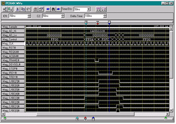 Логический анализатор Tektronix настроен для захвата и декодирования сигналов шины PCI. Этот логический анализатор является на самом деле встроенной системой, которая выполняет Windows XP. Специальная плата адаптера посредника PCI используется для быстрого соединения контактных датчиков со специальной программой ПЗУ логического анализатора. Изображения с разрешения Nexus Technology