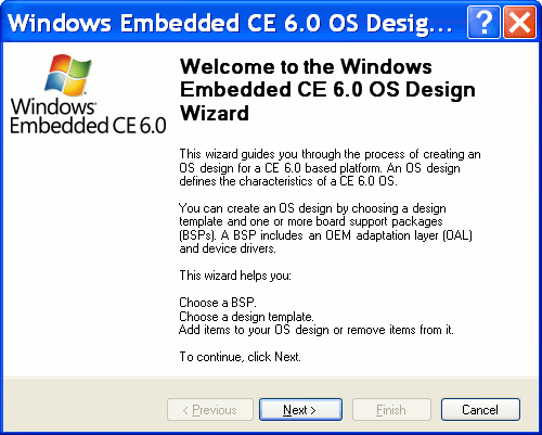 Мастер проектирования (Design Wizard) Windows Embedded CE 6.0