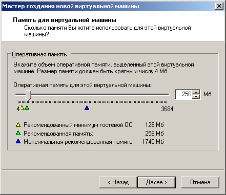 Для Windows XP рекомендованная память 256 Мб