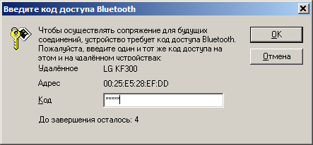  Окно ввода кода безопасности