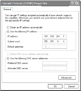 Установка IP-адреса вручную