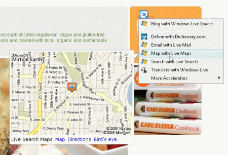 Пример поиска адреса на карте с помощью сервиса Live Maps