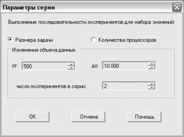 Диалоговое окно задания параметров серии