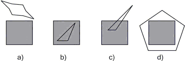 Варианты расположения многоугольника по отношению к окну