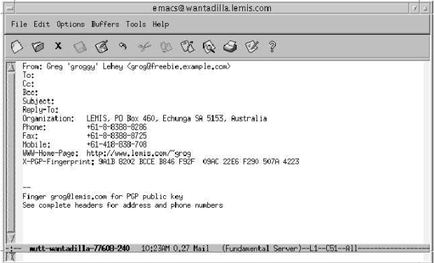 Creating a new message: initial state