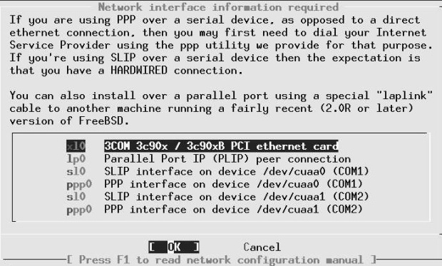 Network setup menu