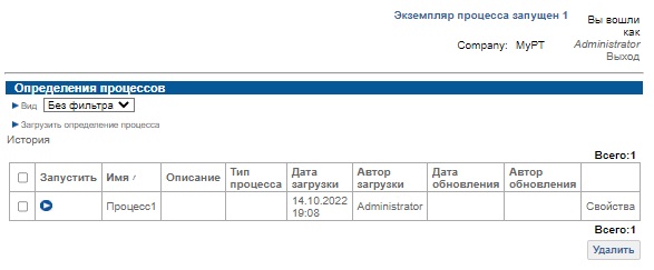 Запуск бизнес-процесса на исполнение 