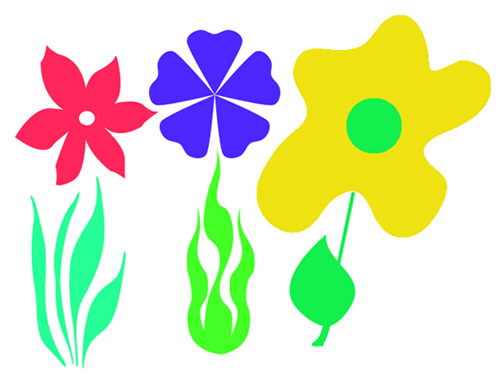 Три варианта цветков, созданных инструментом Ломаная линия