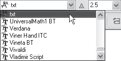 Список Font (Шрифт)