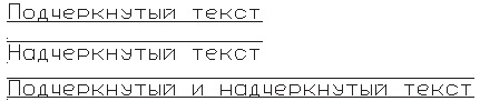 Примеры подчеркнутого и надчеркнутого текста