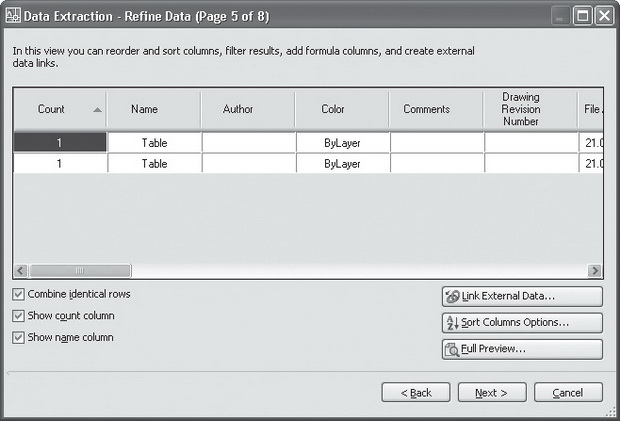 Пятый шаг мастера Data Extraction (Извлечение данных) — Refine Data (Реорганизация данных)