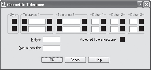 Окно Geometric Tolerance (Допуск формы и расположения)