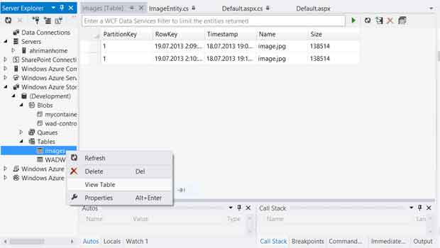 Просмотр содержимого таблицы в Visual Studio 2012