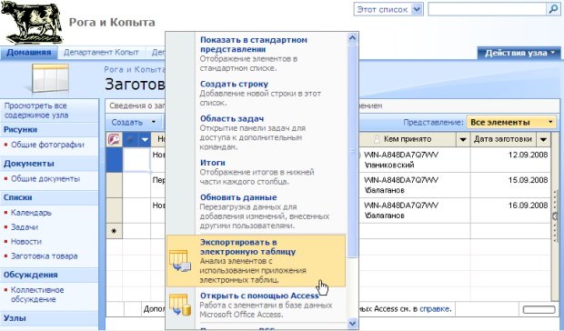 Экспорт данных из списка SharePoint