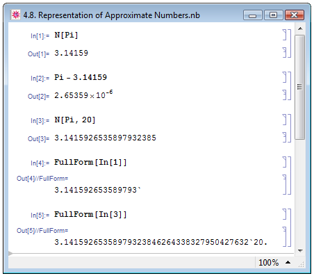 Представление приближённых чисел в Mathematica