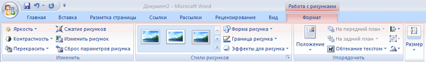 Вкладка Работа с рисунками-Формат