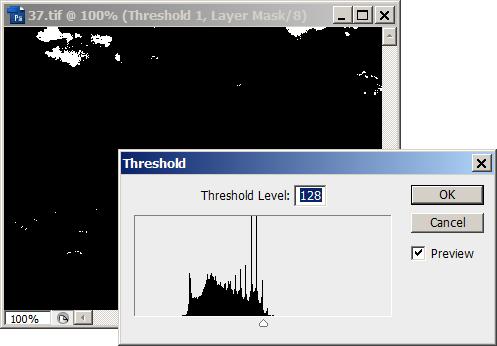 Монохромное изображение на слое Threshold