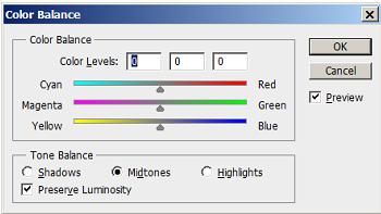 Управления команды Color Balance