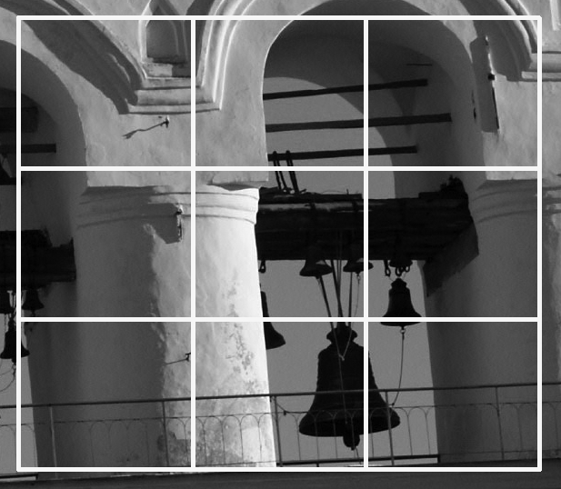 Размещение объектов по правилу золотого сечения