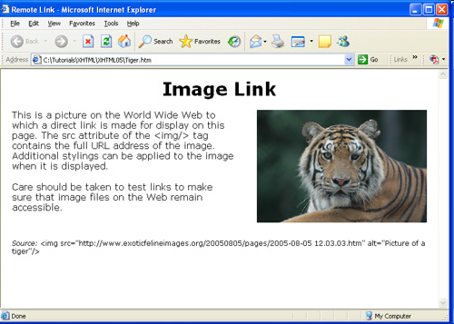 Соединение и вывод на странице Web удаленного изображения