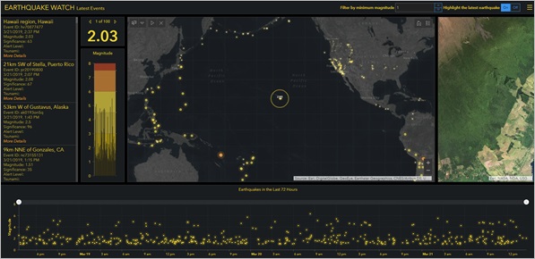 Карта землятресений от Earthquake Watch dashboard