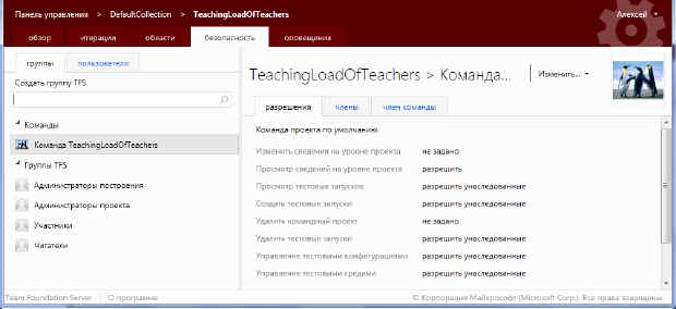 Вкладка безопасность страницы проекта